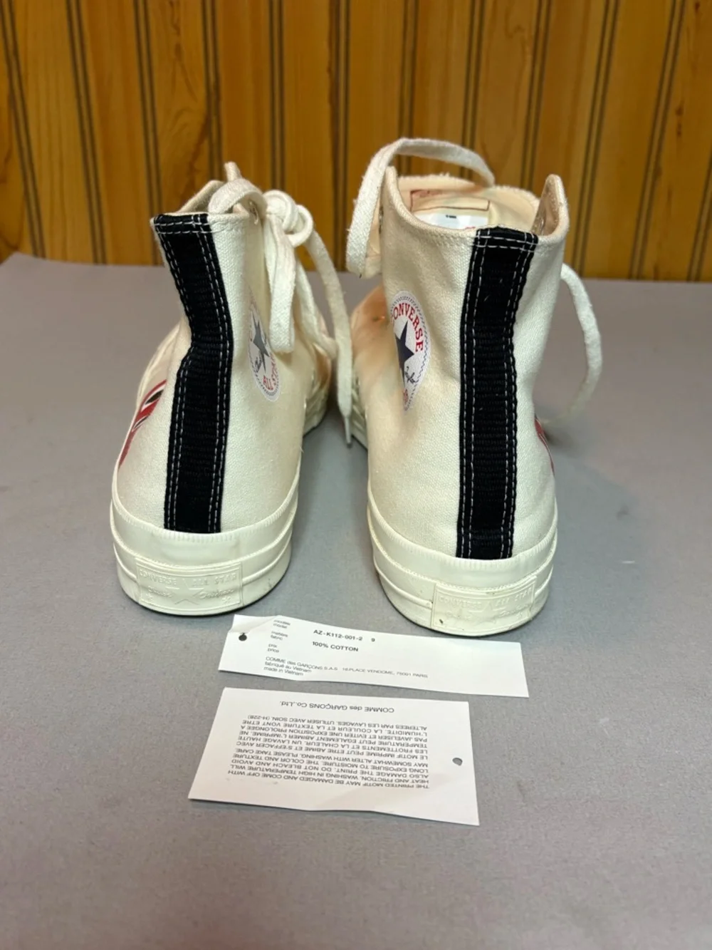 Converse Chuck Taylor High Top in Cream with Red Heart Graphics - Picture 6 of 8